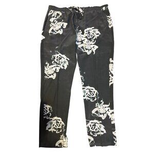 Biya by Johnny Was Silk Floral Print Black & Gray Pants Size XL